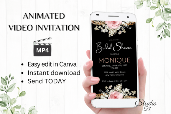 Boho Bridal Shower Invite W4127: Effortless Elegance