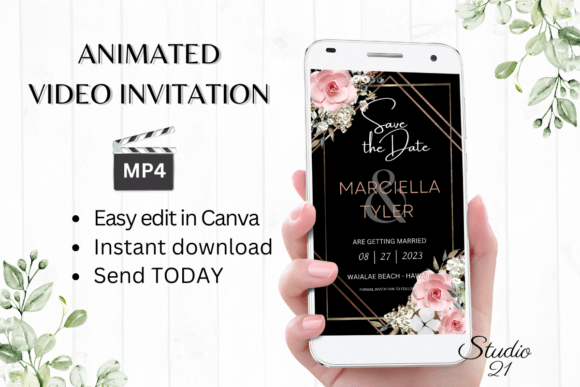 Boho Save the Date Announcement W2125: Your Digital Wedding Evite