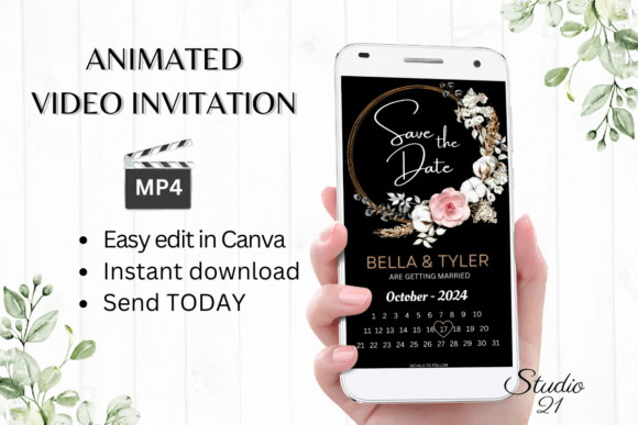 Boho Save the Date W2129B: Instant Animated Invitations