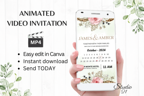 Boho Wedding Invitation W8126B: Your Digital Evite Solution