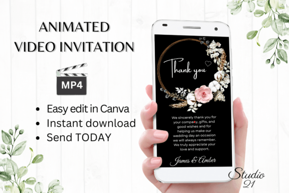 Boho Wedding Thank You W9129TU: Elegant Script for Wedding Stationery