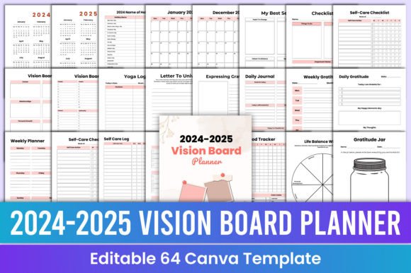 Design Your Future: 2024-2025 Vision Board Planner Canva KDP