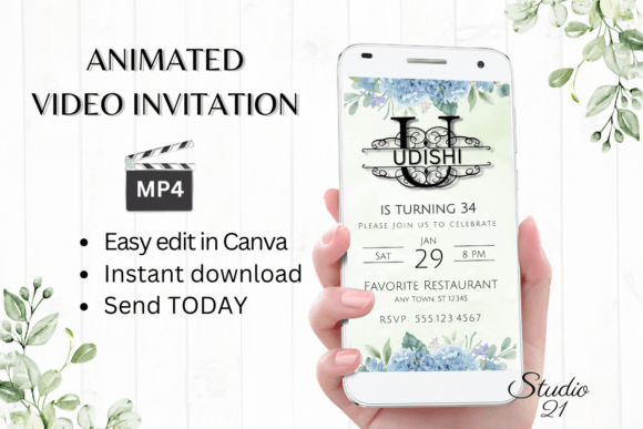 Digital Invitation (Monogram Letter U): Effortless Elegance