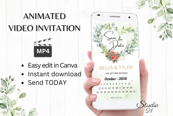 Floral Save the Date W2138B: Effortless Animated Invitations