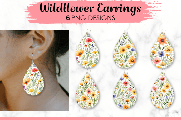 Flower Teardrop Earrings Sublimation PNG: A Crafter's Design Asset
