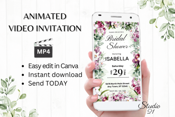 Orchids Bridal Shower Invite W4450: A Modern Floral Design Asset