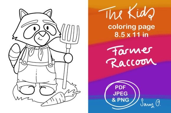 Raccoon Farmer Farm Coloring Pages KDP: A Harvest of Creativity