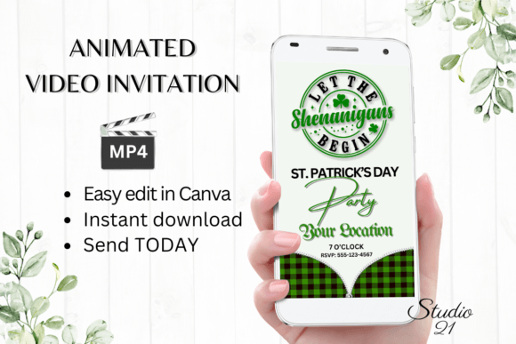 St. Patricks Day Party Invitation: Digital Animated Video Template